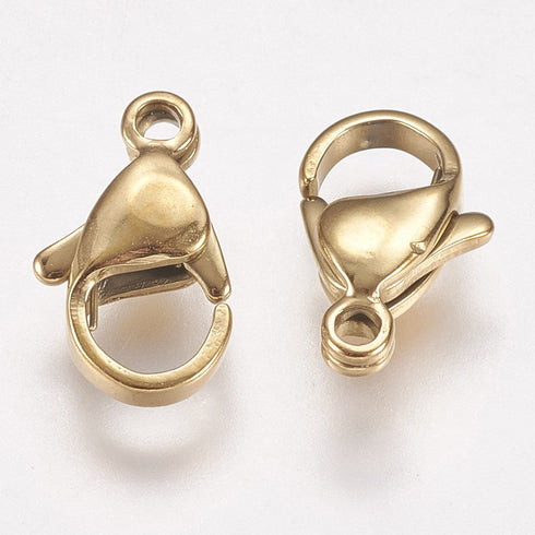 Stainless Steel Lobster Clasp Gold Color 12X7X3.5mm 6pcs